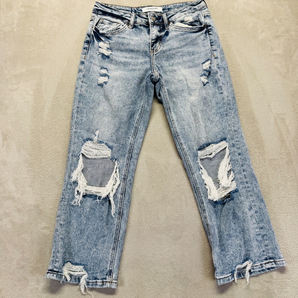 VERVET BY FLYING MONKEY Blue Flare Distressed Jeans